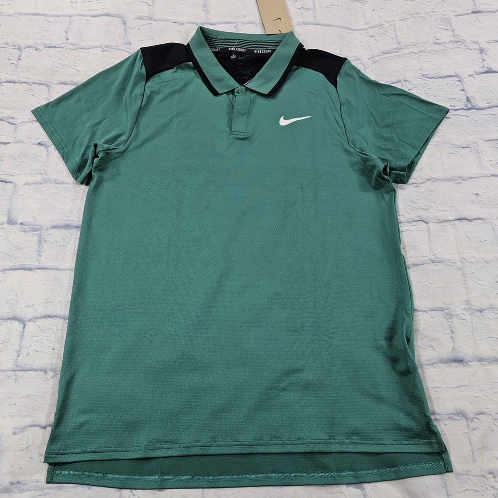 Nike Court Polo Mens Medium Green FD5314-361 Dri-FIT Tennis Golf Shirt
